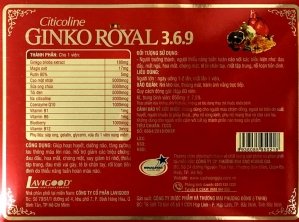 ПРЕПАРАТ (GINKO ROYAL 3.6.9 COENZYM Q10 - ГИНКГО БИЛОБА С КО ЭНЗИМОМ Q10) - ДЛЯ ГОЛОВНОГО МОЗГА - УВЕЛИЧЕННОГО СПЕКТОРА ДЕЙСТВИЯ - 60 КАПСУЛ. ВЬЕТНАМ