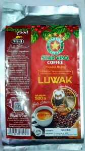 KOPI LUWAK PREMIUM COFFEE (STAR VINA) - ПРЕМИАЛЬНЫЙ КОПИ ЛЮВАК В ЗЕРНАХ - ЧОН - 500 ГР. ВЬЕТНАМ